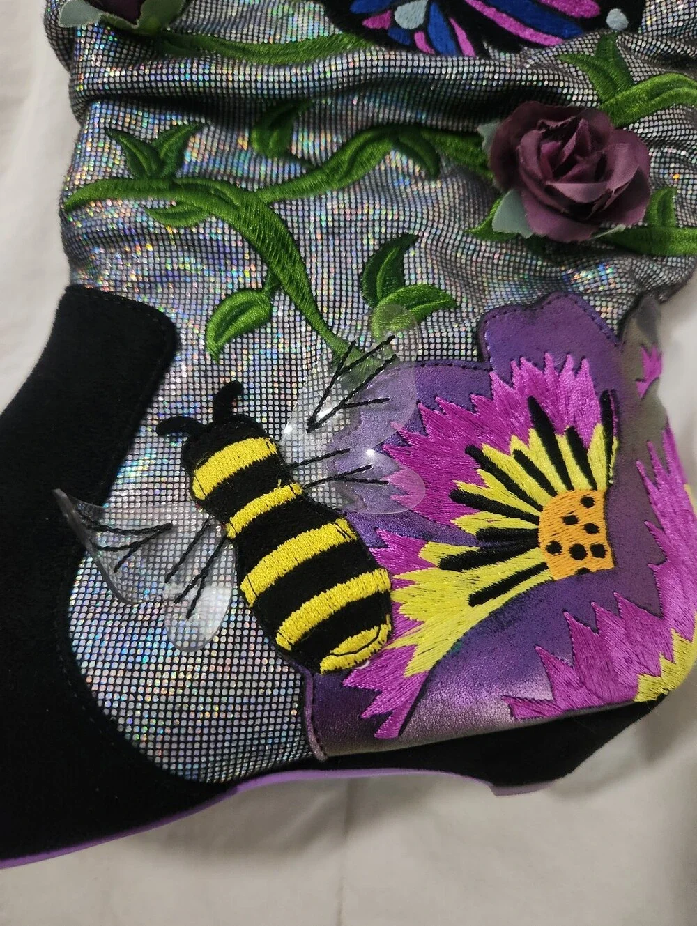 Irregular Choice Bloomin Fabulous Boots Size 39 Bees Butterflies Flowers